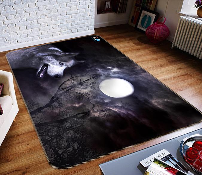 3D Full Moon Night Wolf 266 Non Slip Rug Mat Mat AJ Creativity Home 