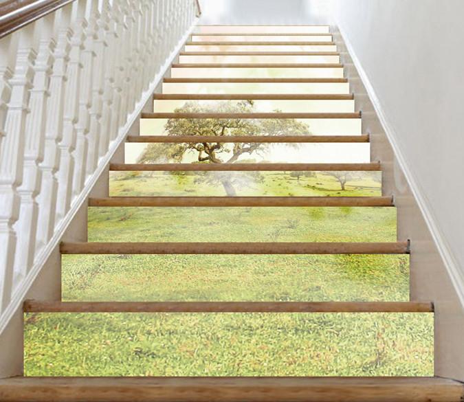 3D Grassland Trees 35 Stair Risers Wallpaper AJ Wallpaper 