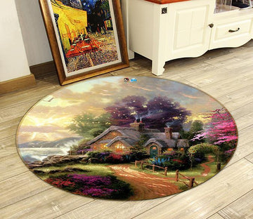 3D Seaside Cottage 16 Round Non Slip Rug Mat Mat AJ Creativity Home 