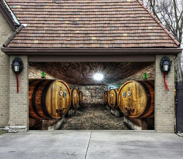 3D Wine Cellar Barrels 191 Garage Door Mural Wallpaper AJ Wallpaper 