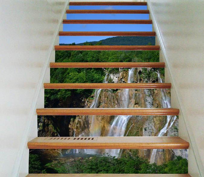 3D Mountain Cliff Streams 16 Stair Risers Wallpaper AJ Wallpaper 