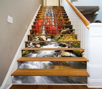 3D Waterfall Autumn Scenery 899 Stair Risers Wallpaper AJ Wallpaper 