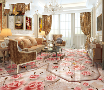 3D Butterfly Flower Floor Mural Wallpaper AJ Wallpaper 2 