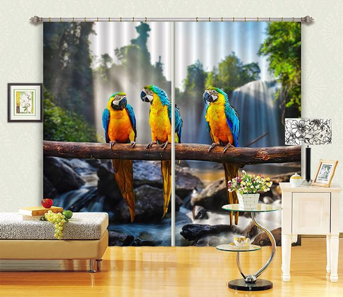 3D Wood Parrots 58 Curtains Drapes Wallpaper AJ Wallpaper 