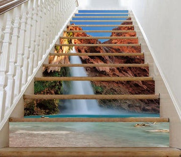 3D Beach Waterfall 45 Stair Risers Wallpaper AJ Wallpaper 