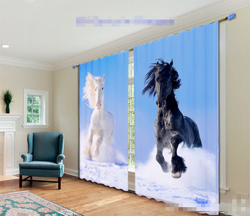 3D Snow Field Horses 1090 Curtains Drapes Wallpaper AJ Wallpaper 