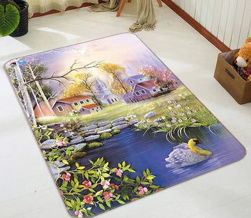 3D Village Pond Painting 174 Non Slip Rug Mat Mat AJ Creativity Home 