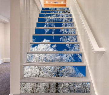 3D Pretty Silver Trees 481 Stair Risers Wallpaper AJ Wallpaper 