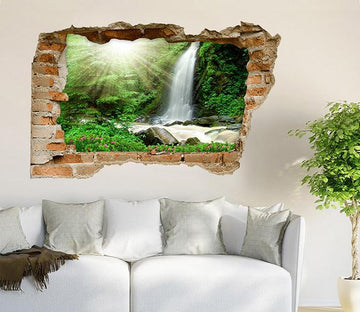 3D Forest Waterfall 357 Broken Wall Murals Wallpaper AJ Wallpaper 