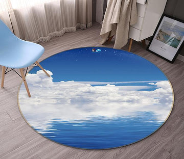 3D Blue Sea White Clouds 117 Round Non Slip Rug Mat Mat AJ Creativity Home 
