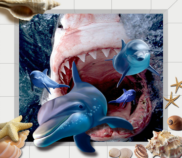 3D Brave Dolphins Floor Mural Wallpaper AJ Wallpaper 2 