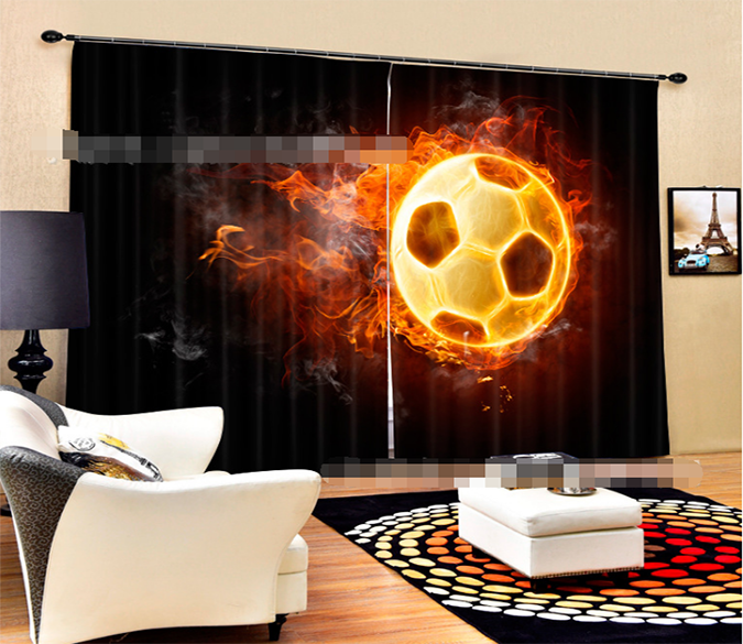 3D Football Flame 2041 Curtains Drapes Wallpaper AJ Wallpaper 