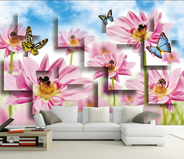 Red Blossoms And Butterflies Wallpaper AJ Wallpaper 
