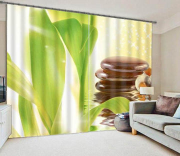 3D Stones Leaves 904 Curtains Drapes Wallpaper AJ Wallpaper 