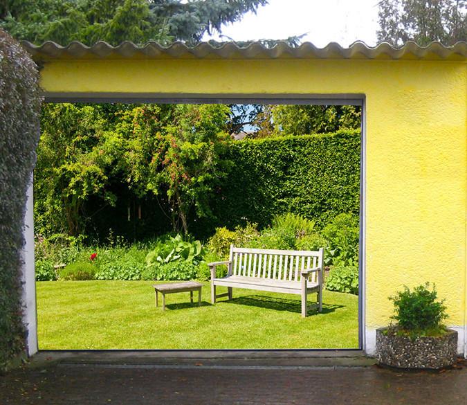 3D Grassland Benches 299 Garage Door Mural Wallpaper AJ Wallpaper 