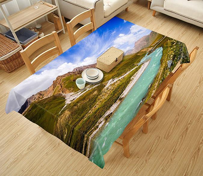 3D Mountain Valley River 607 Tablecloths Wallpaper AJ Wallpaper 