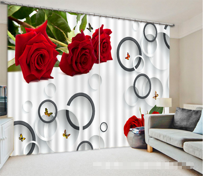 3D Rings Butterflies Roses 1275 Curtains Drapes Wallpaper AJ Wallpaper 