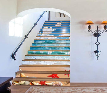 3D Pretty Sea Beach 1423 Stair Risers Wallpaper AJ Wallpaper 