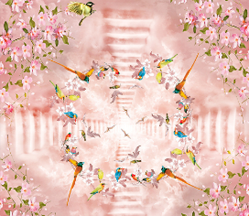 3D Birds And Flowers Floor Mural Wallpaper AJ Wallpaper 2 