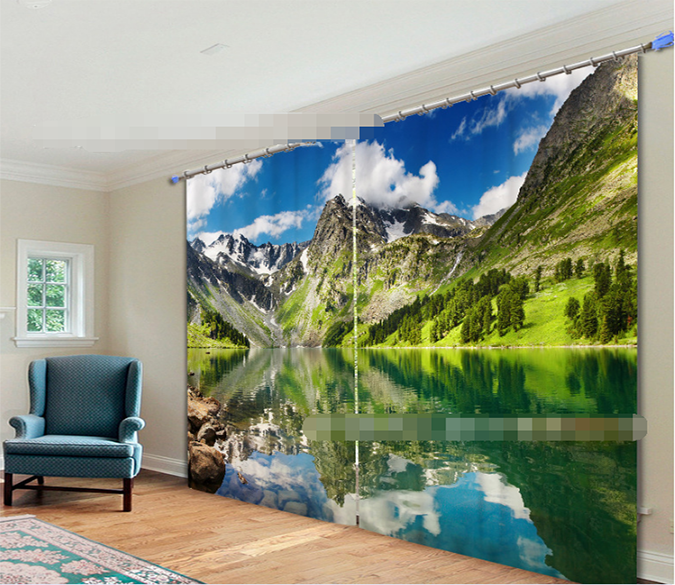 3D Mountain Lake Scenery 928 Curtains Drapes Wallpaper AJ Wallpaper 