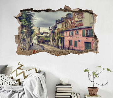 3D Town Scenery 069 Broken Wall Murals Wallpaper AJ Wallpaper 