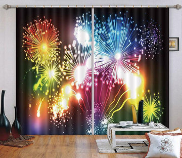 3D Sky Colorful Fireworks 2229 Curtains Drapes Wallpaper AJ Wallpaper 
