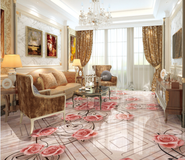 3D Rose Blossoms Floor Mural Wallpaper AJ Wallpaper 2 