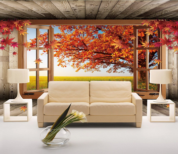 Wood Window And Tree Wallpaper AJ Wallpaper 