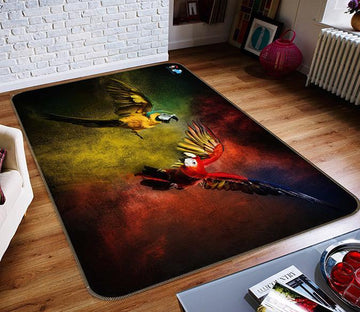 3D Chatting Parrots 263 Non Slip Rug Mat Mat AJ Creativity Home 