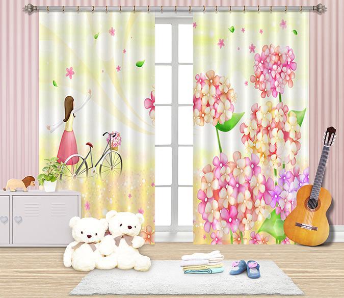 3D Flowers Girl 2429 Curtains Drapes Wallpaper AJ Wallpaper 