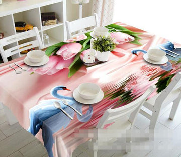 3D Flowers And Swans 1350 Tablecloths Wallpaper AJ Wallpaper 