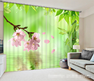 3D Flowers And Bamboos 1026 Curtains Drapes Wallpaper AJ Wallpaper 