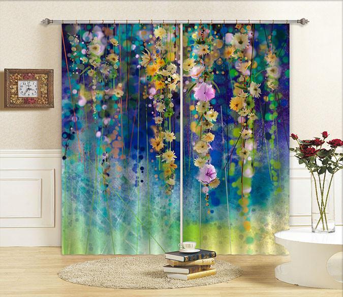 3D Hanging Flowers Vines 748 Curtains Drapes Wallpaper AJ Wallpaper 