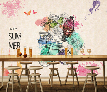 3D Bicycle Ice Cream 085 Wallpaper AJ Wallpaper 