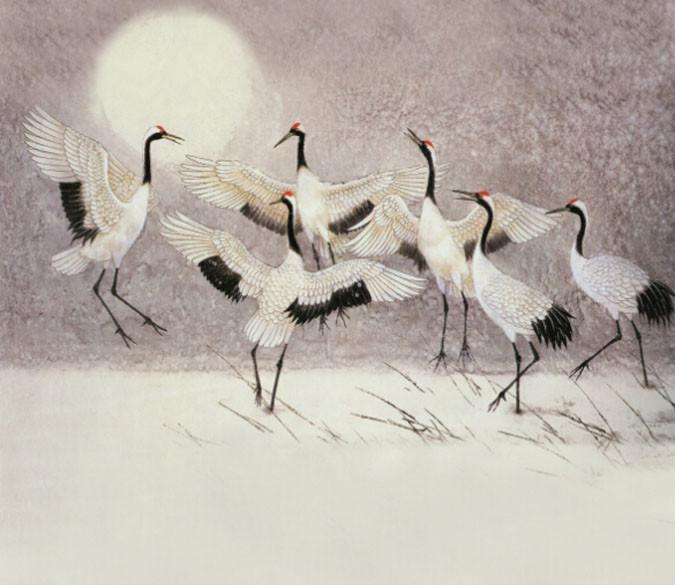 Dancing Cranes Wallpaper AJ Wallpaper 