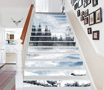 3D Snowing Forest 1252 Stair Risers Wallpaper AJ Wallpaper 