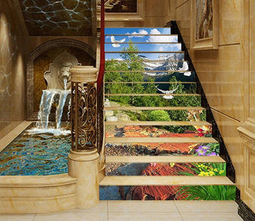 3D Snow Mountains Animals 1496 Stair Risers Wallpaper AJ Wallpaper 