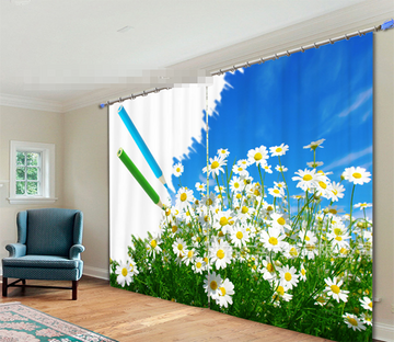 3D Lush Flowers And Pen 1050 Curtains Drapes Wallpaper AJ Wallpaper 