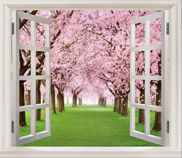 Window Blooming Trees Wallpaper AJ Wallpaper 