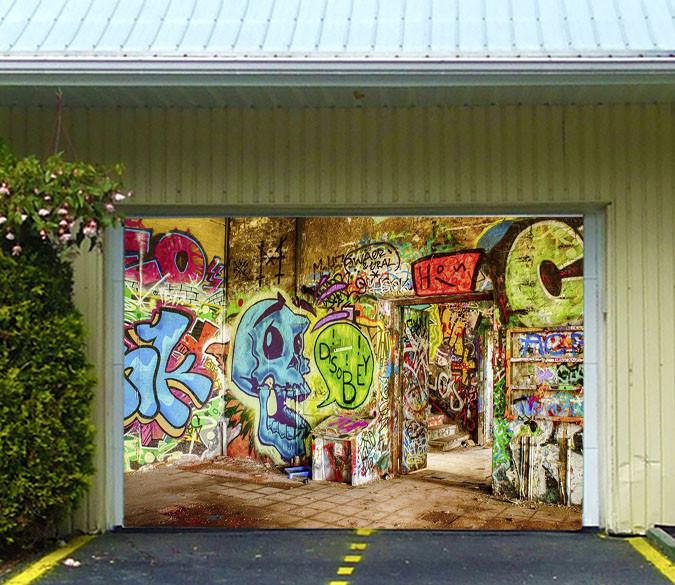 3D House Graffiti 340 Garage Door Mural Wallpaper AJ Wallpaper 
