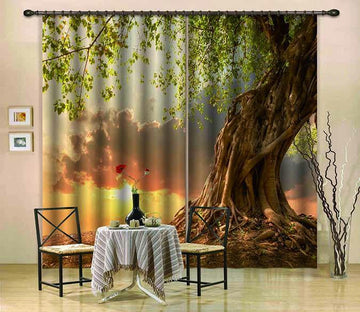 3D Strong Tree Sunset 738 Curtains Drapes Wallpaper AJ Wallpaper 