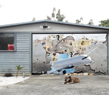 3D Aircraft Fly Through Wall 465 Garage Door Mural Wallpaper AJ Wallpaper 