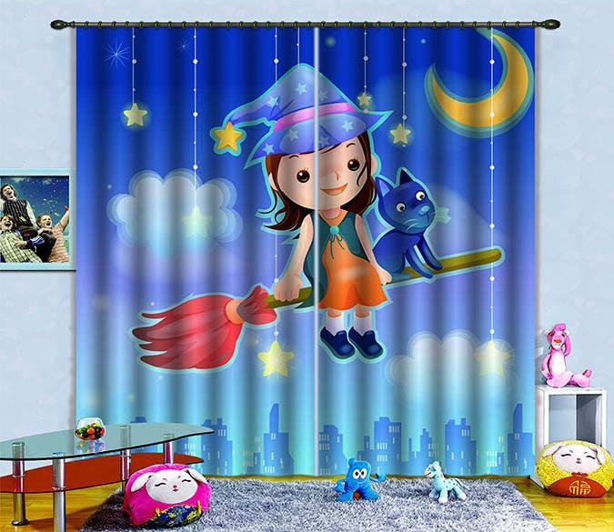 3D Flying Kid 697 Curtains Drapes Wallpaper AJ Wallpaper 
