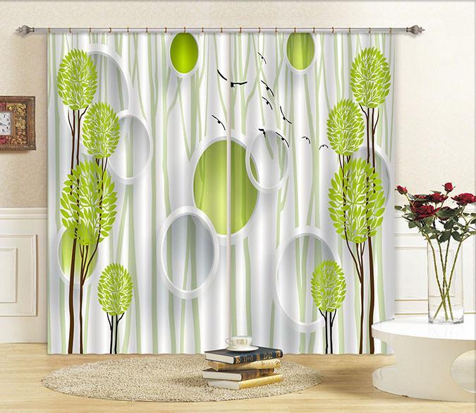 3D Trees Birds Pattern 452 Curtains Drapes Wallpaper AJ Wallpaper 