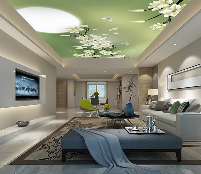 Full Moon Flowers Butterflies Wallpaper AJ Wallpaper 