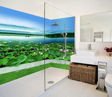 3D Lake Lotus Flowers 26 Bathroom Wallpaper Wallpaper AJ Wallpaper 