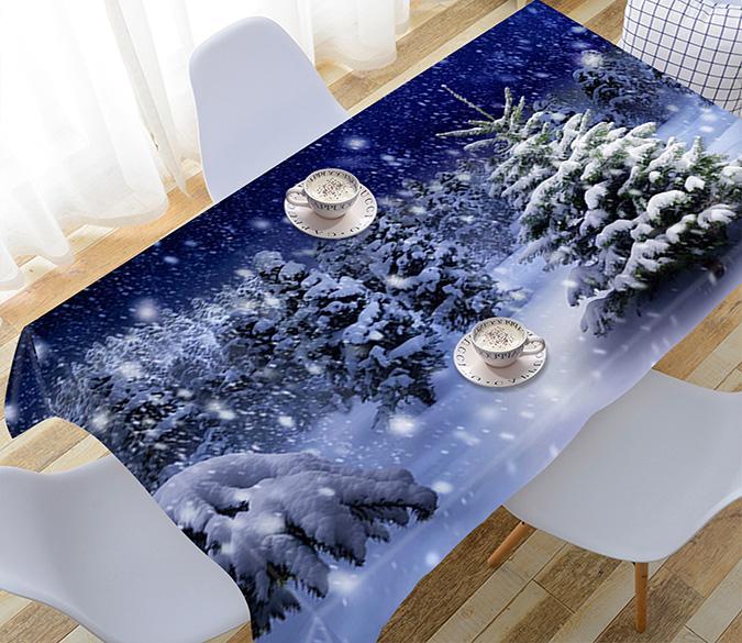 3D Snowing Forest Scenery 785 Tablecloths Wallpaper AJ Wallpaper 