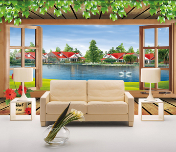 Wood Window And Lake Wallpaper AJ Wallpaper 