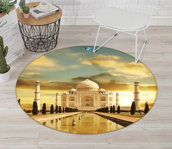 3D Taj Mahal 30 Round Non Slip Rug Mat Mat AJ Creativity Home 