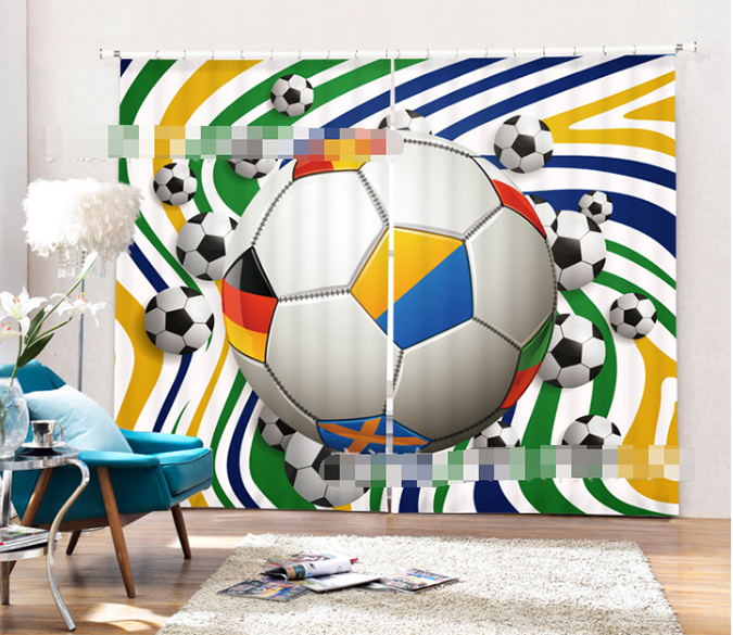 3D Football Pattern 2068 Curtains Drapes Wallpaper AJ Wallpaper 